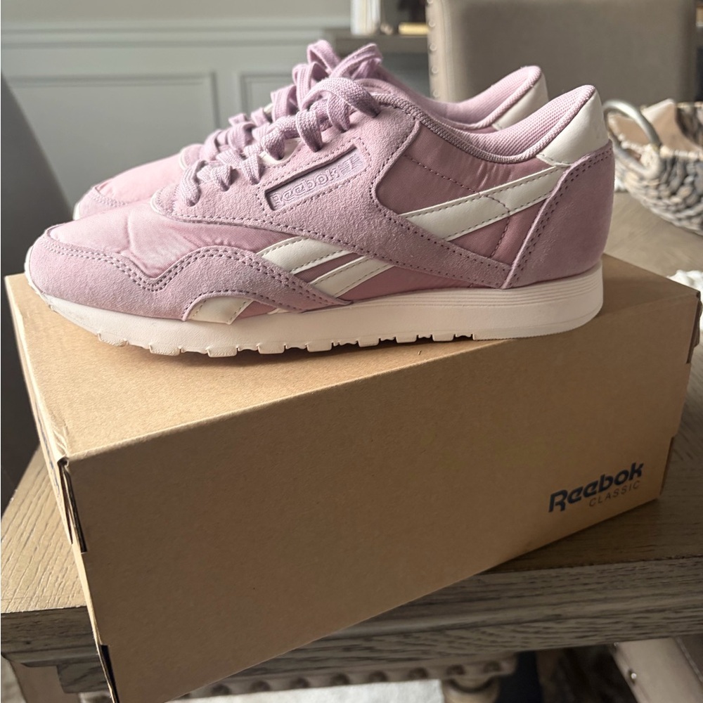 Reebok Women's Soft Lavender and White Sneakers